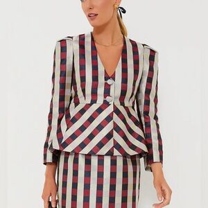Tuckernuck Bordeaux Check Jacquard Zoey Top